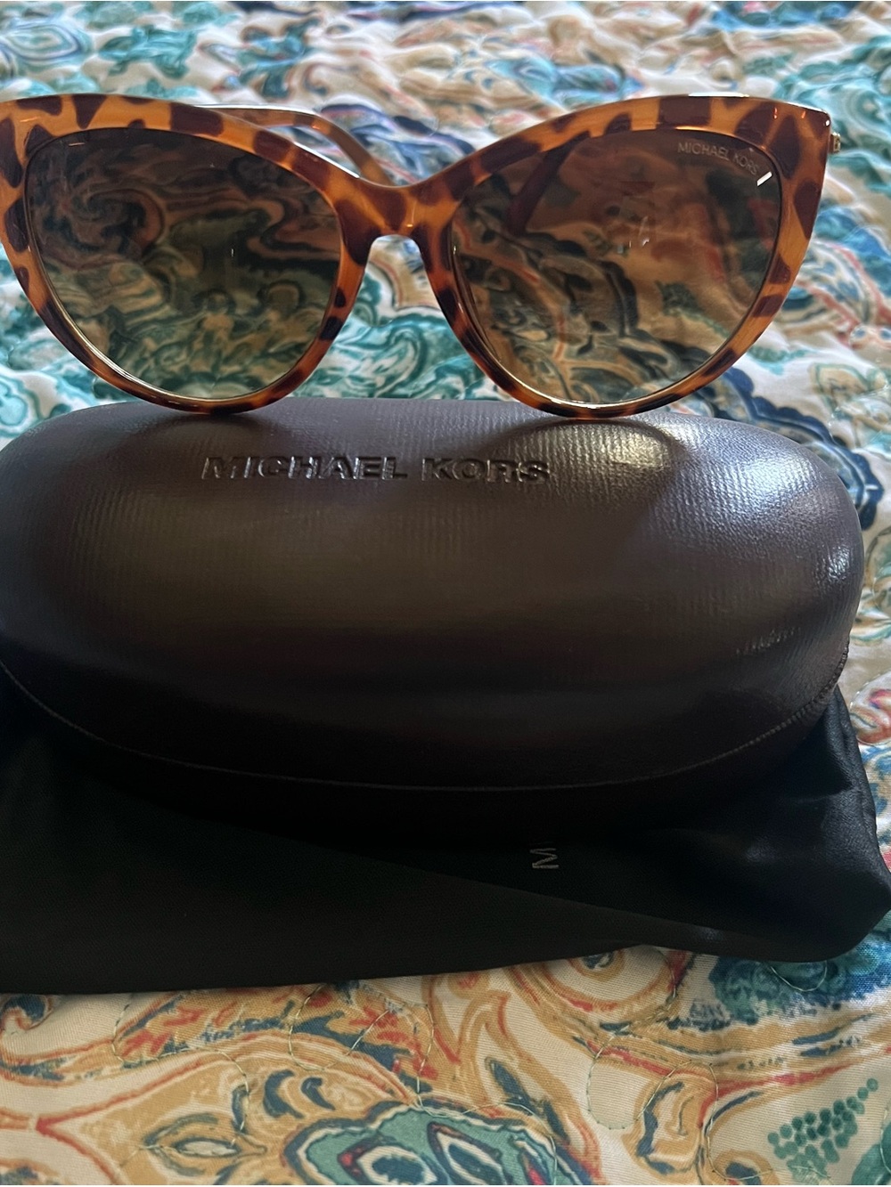 Michael Kors Women’s Tortoiseshell Cat-Eye Sunglasses - Brown/Gold Accents